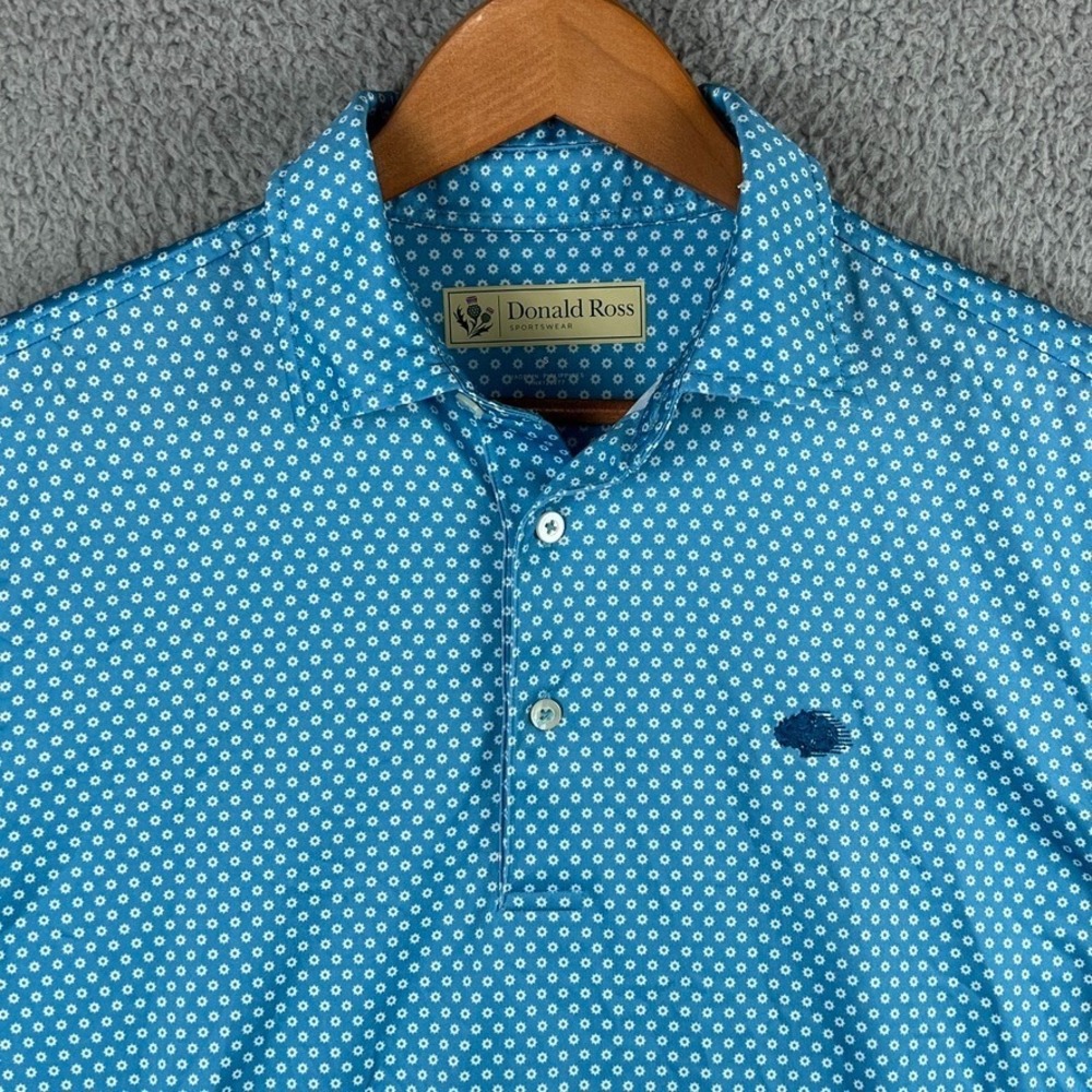 Lot of 2 - Donald Ross Golf Polo Shirt Mens Small Blue Geometric AOP Performance - Picture 10 of 16